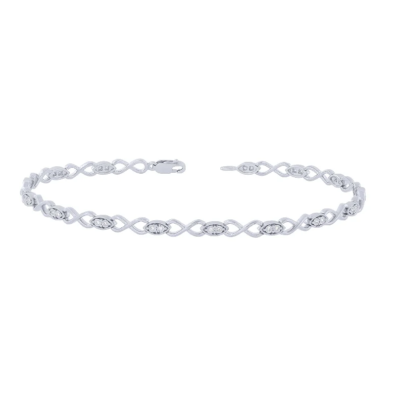 anniversary bracelets for women -Sterling Silver 0.12Ctw Infinity Bracelet