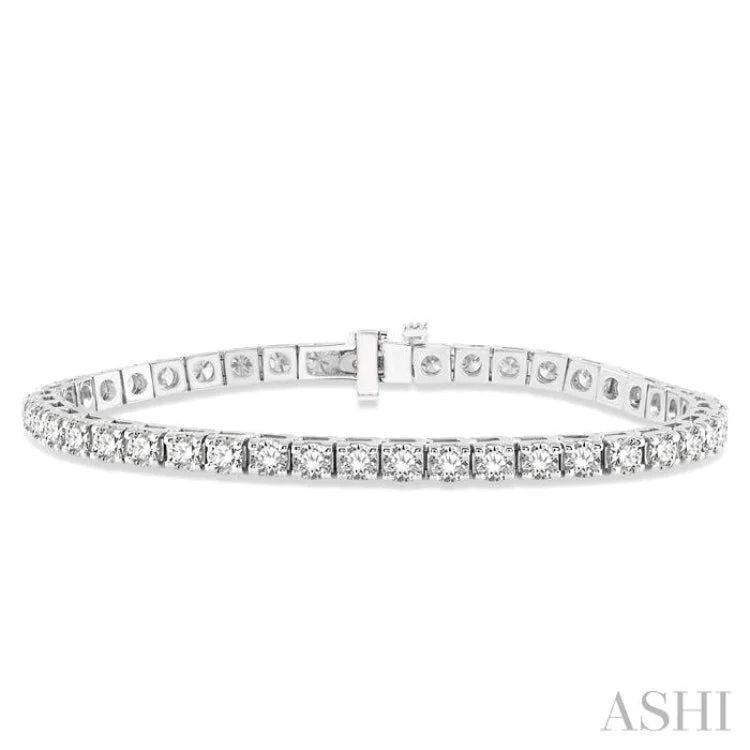 floral bracelets for women -7 Ctw Square Shape Round Cut Diamond Tennis Bracelet in 14K White gold