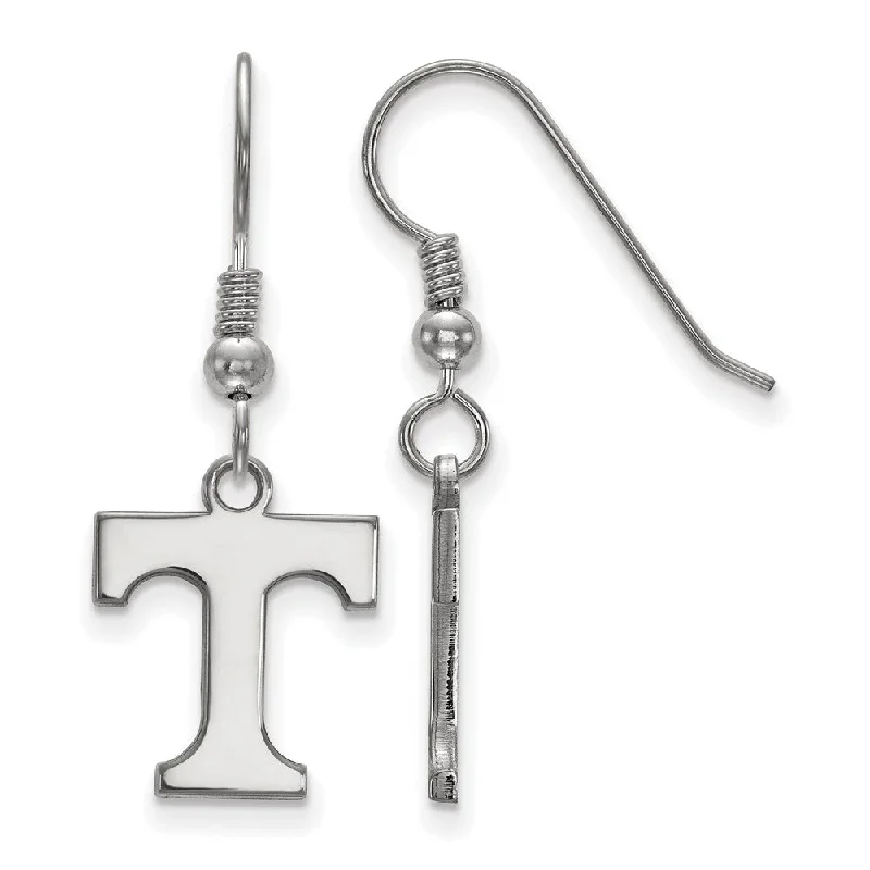 ruby earrings for women -Sterling Silver University of Tennessee Sm Initial T Dangle Earrings