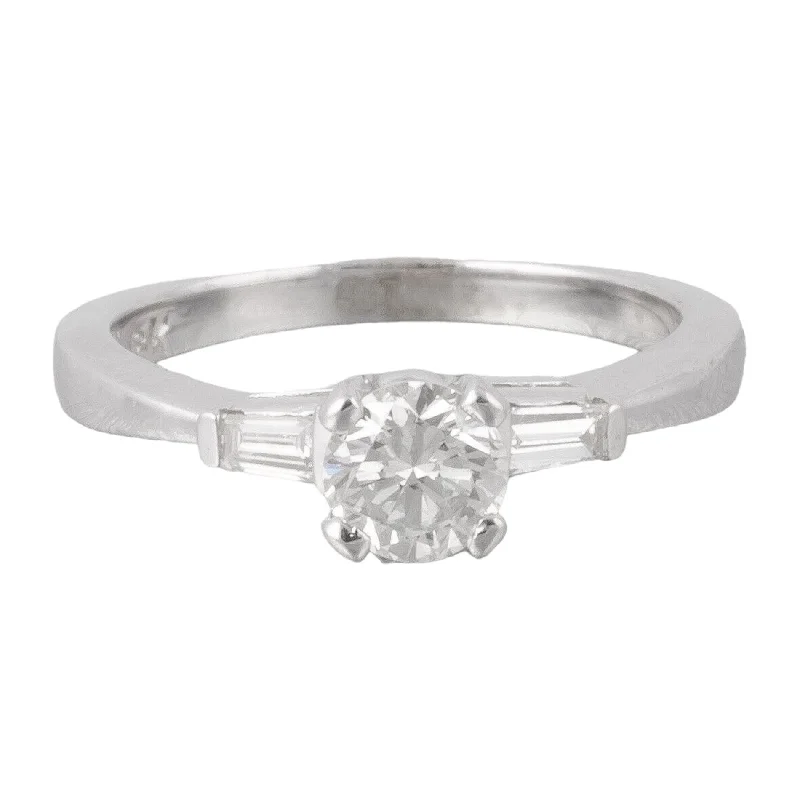 gold engagement rings -18k White Gold Solitaire Diamond Engagement Ring 0.63ctw I VS2 Size 4.75