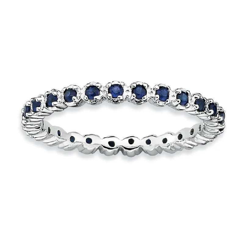 infinity rings for women -2.25mm Silver Stackable Created Sapphire Band