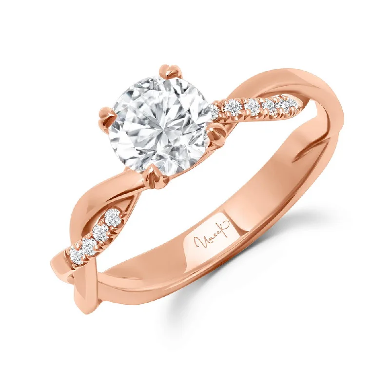 dainty engagement rings -Uneek Us Collection Twist Round Engagement Ring