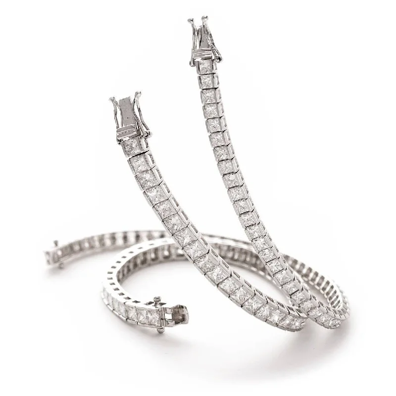 moonstone bracelets for women -Princess Cut Diamond Line Tennis Bracelet in Semi Bezel Setting.