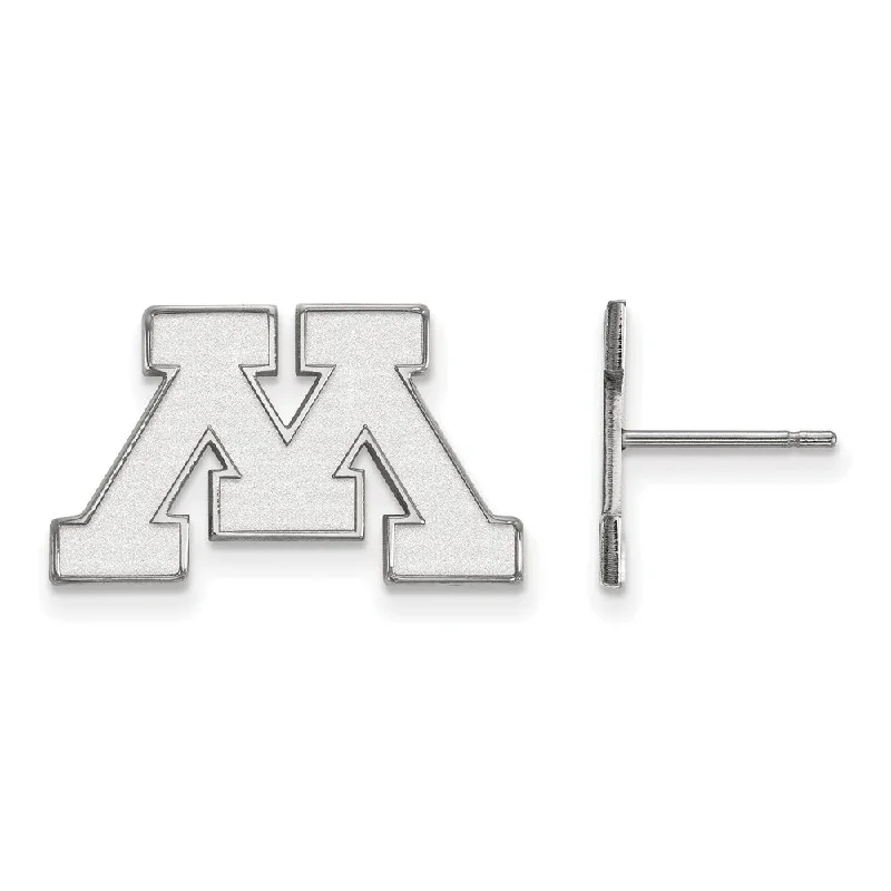 baguette earrings for women -10k White Gold University of Minnesota Small Post Earrings