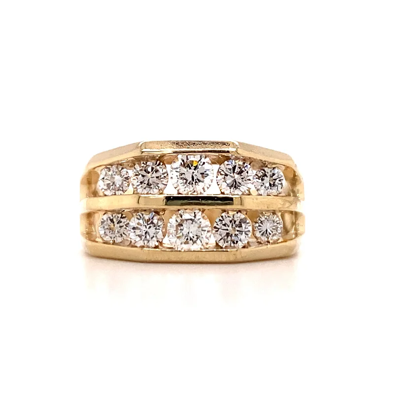 rose gold rings for women -Estate Geometric Style Diamond Ring in Yellow Gold