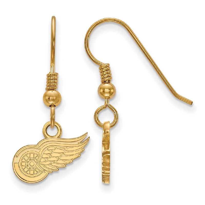 high-quality gold earrings for women -SS 14k Yellow Gold Plated NHL Detroit Red Wings XS Dangle Earrings