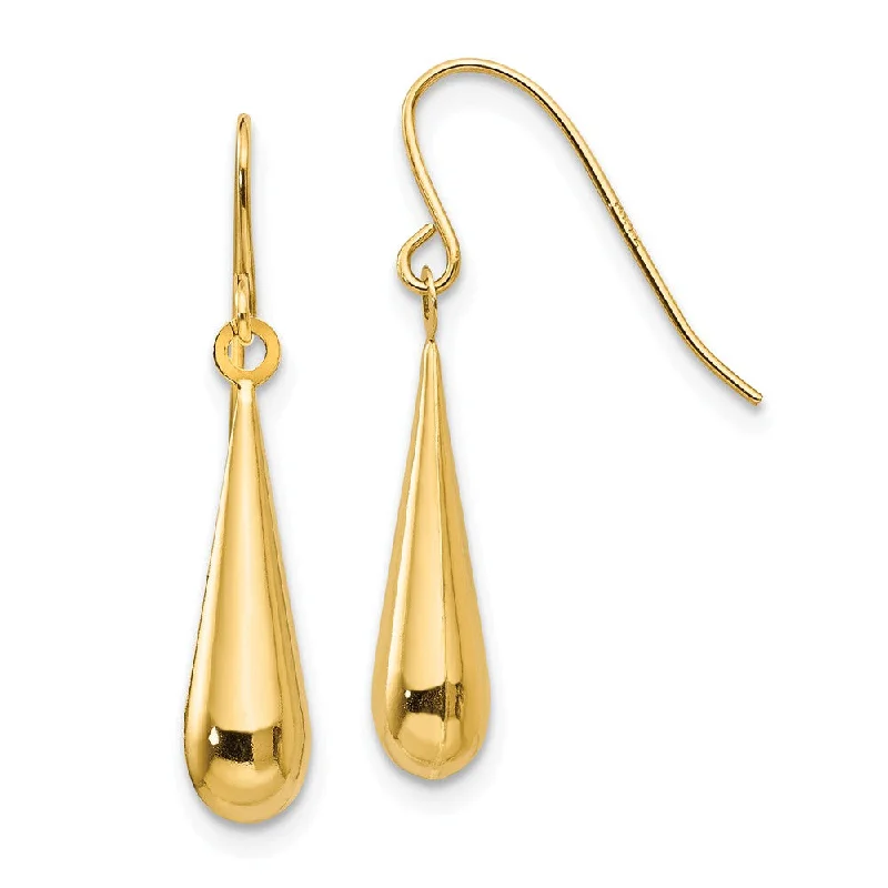 multi-layered earrings for women -3-D Teardrop Dangle Earrings in 14k Yellow Gold