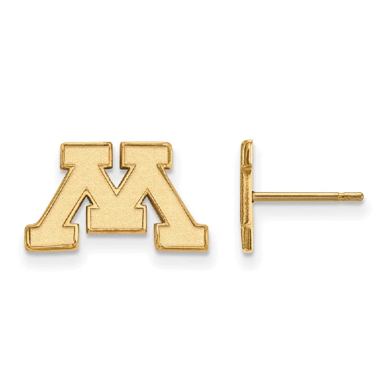 bar earrings for women -10k Yellow Gold University of Minnesota XS (Tiny) Post Earrings