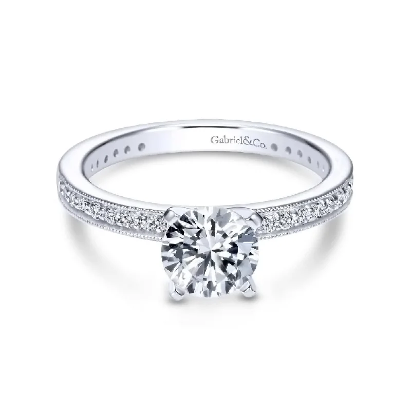 petite engagement rings -White Gold Diamond Semi Mount Engagement Ring