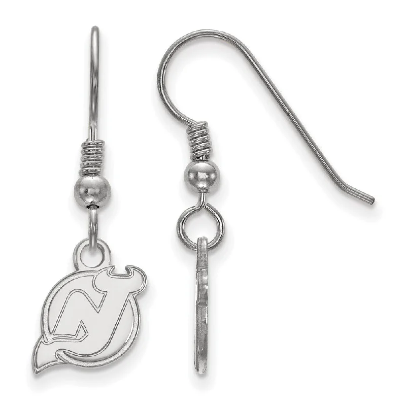 classic solitaire earrings for women -Sterling Silver NHL New Jersey Devils XS Dangle Earrings