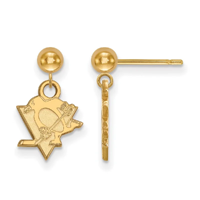 love knot earrings for women -14k Yellow Gold NHL Pittsburgh Penguins XS Ball Dangle Post Earrings