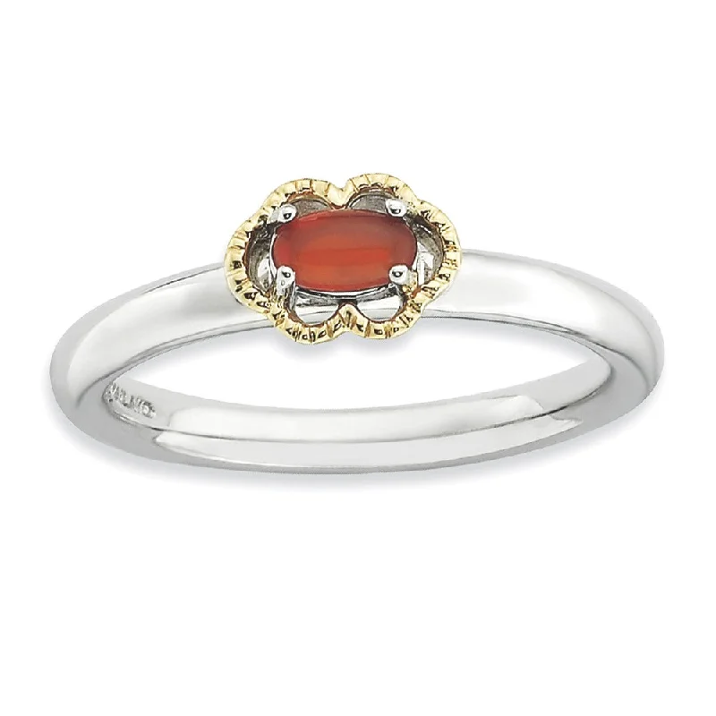 signet rings for women -Sterling Silver Stackable Red Agate 2.25mm Ring