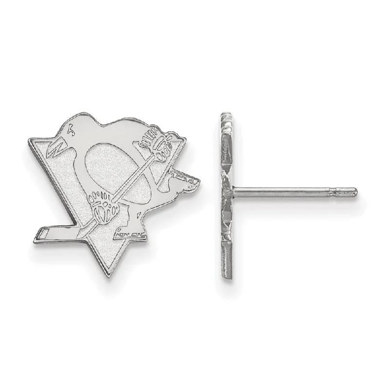 aesthetic earrings for women -14k White Gold NHL Pittsburgh Penguins Small Post Earrings