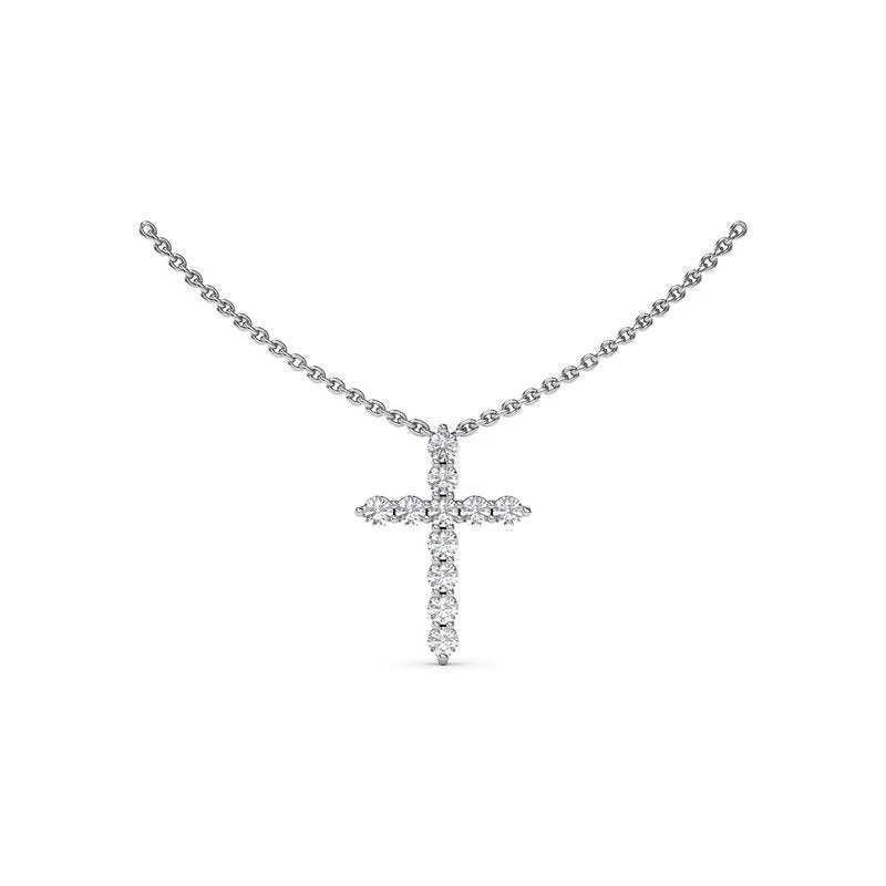 modern necklaces for women -Diamond Prong Cross Necklace N5115