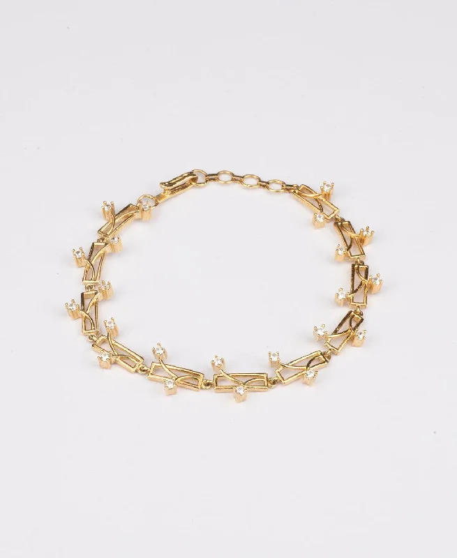 rose gold bracelets for women -Ritzy  Stone Studded Gold Bracelet