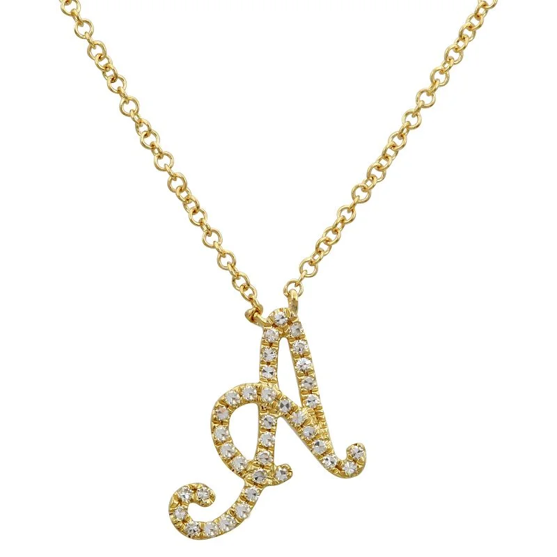 antique necklaces for women -SCRIPT DIAMOND NITIAL NECKLACES