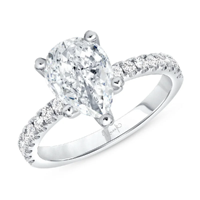 bezel set engagement rings -Uneek Best of the Best Collection Straight Pear Shaped Engagement Ring