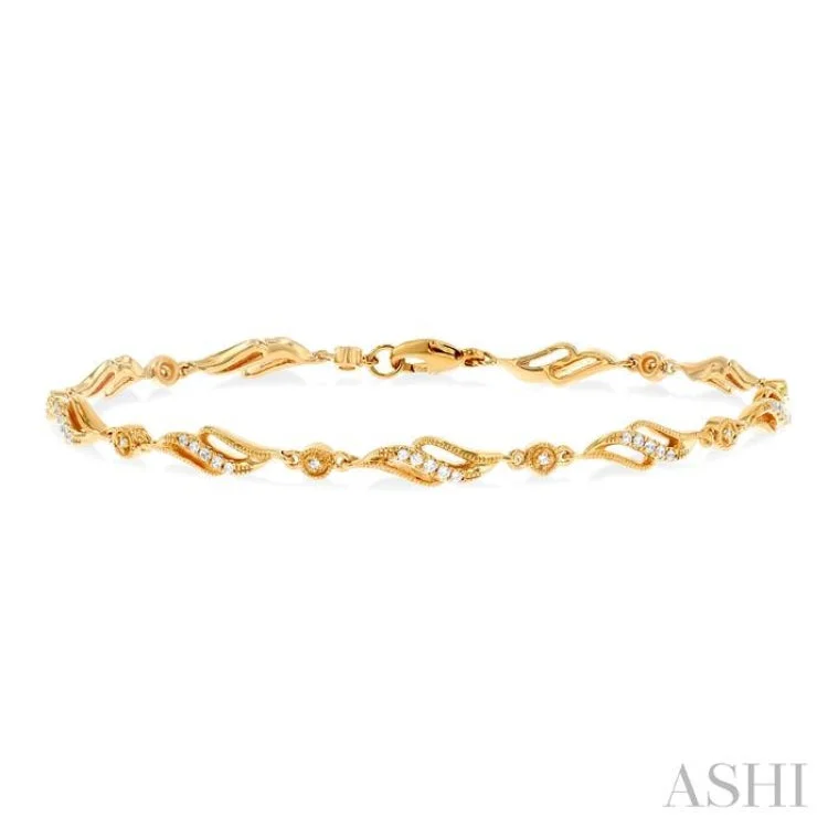 layering bracelets for women -1/4 ctw Art Deco Lattice Kite Round Cut Diamond Fashion Tennis Bracelet in 10K Yellow Gold