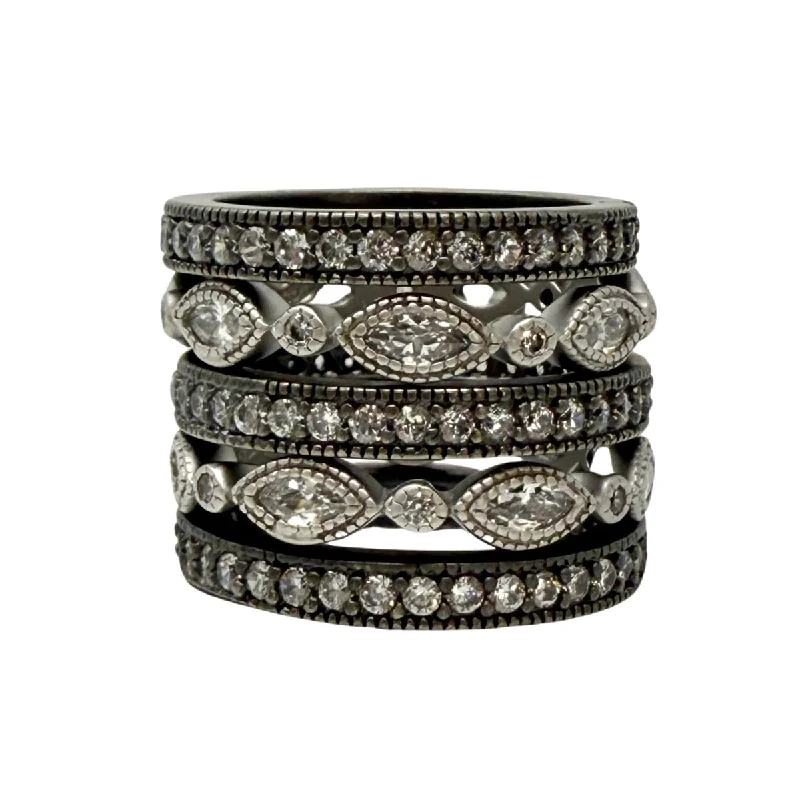 stylish silver rings for women -Freida Rothman Everyday 5-stack Ring Set