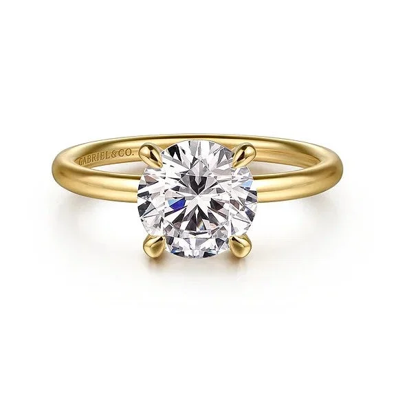 sapphire engagement rings -Tiana - 14K Yellow Gold Round Solitaire Diamond Engagement Ring (Setting Only)