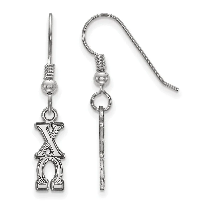 handcrafted earrings for women -Sterling Silver Small Chi Omega Dangle Earrings