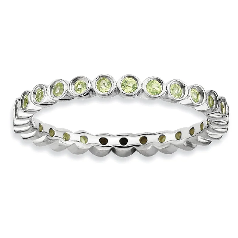 engagement rings for women -Sterling Silver Stackable Bezel Set Peridot 2.25mm Band