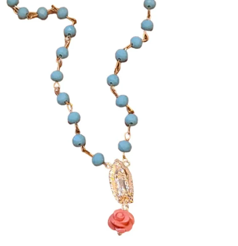 classic solitaire necklaces for women -Virgen de Guadalupe Rosary Necklace