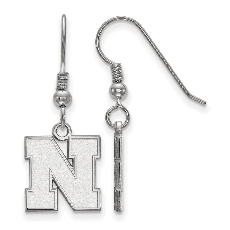 white gold earrings for women -Sterling Silver University of Nebraska Sm Initial N Dangle Earrings