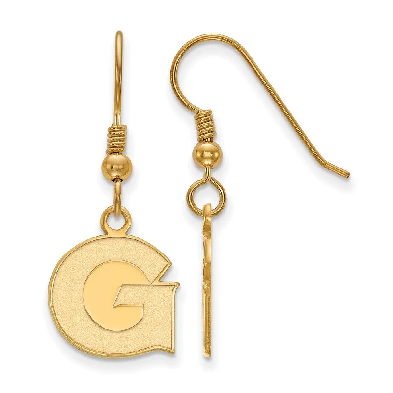 double hoop earrings for women -14k Gold Plated Silver Georgetown University Dangle Earrings