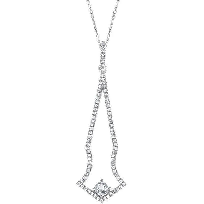 handcrafted necklaces for women -Bellissima Women's Necklace - Sterling Silver Thin Long Open White Topaz | BLK-7534