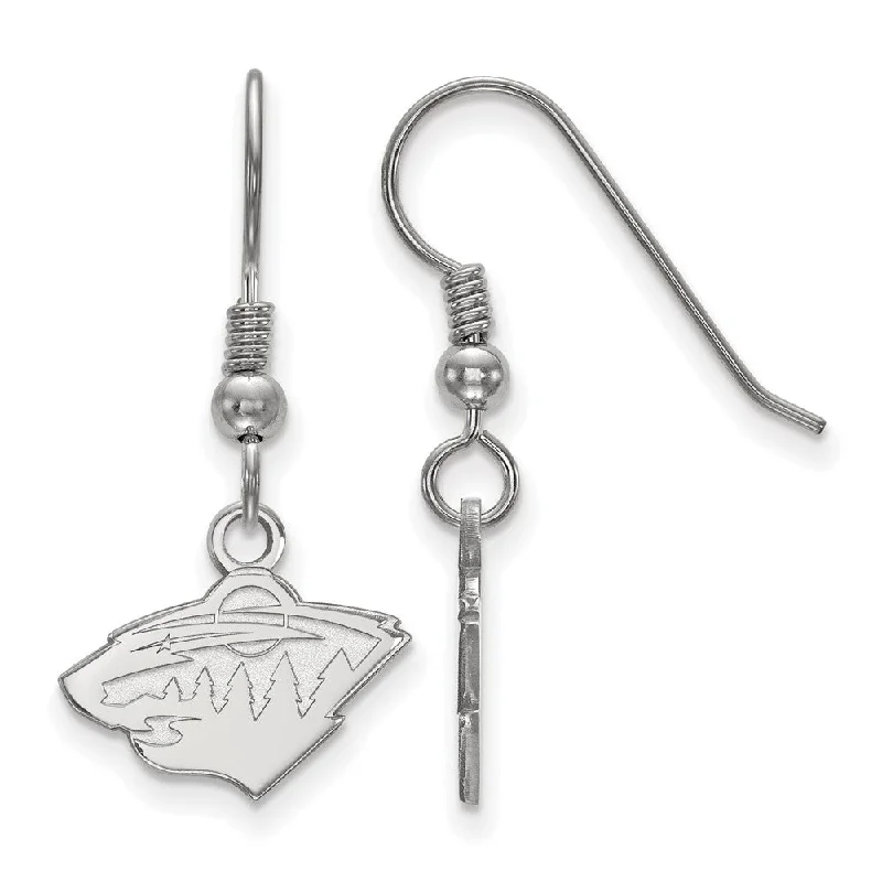 thick silver earrings for women -Sterling Silver NHL Minnesota Wild XS Dangle Earrings