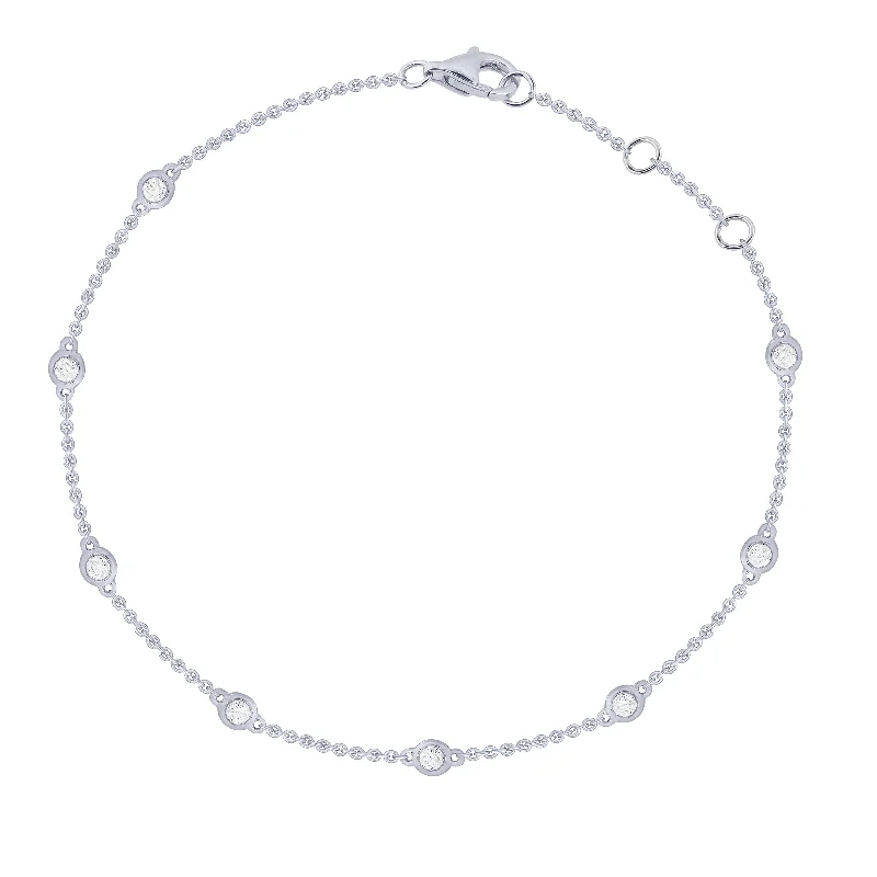 knotted bracelets for women -14K White Gold 1/4Ct Diamond By The Yard Bracelet