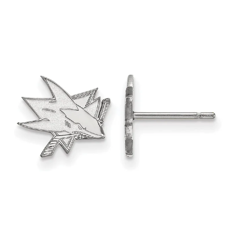 sun and moon earrings for women -14k White Gold NHL San Jose Sharks XS Post Earrings