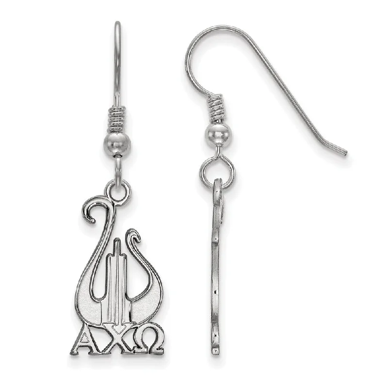 high-end earrings for women -Sterling Silver Alpha Chi Omega Medium Dangle Earrings