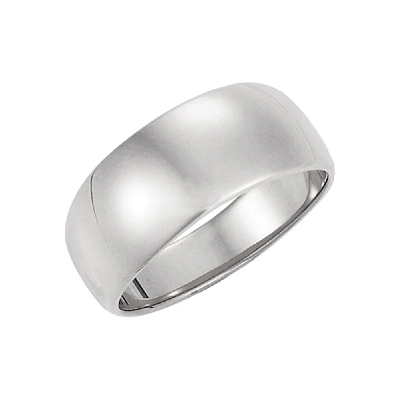 love knot rings for women -8mm Half Round Tapered Wedding Band in 14k White Gold