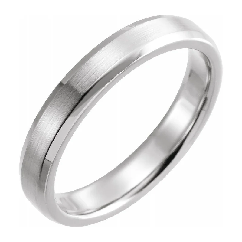 nature-inspired rings for women -4mm 10K White Gold Polished Beveled Edge Comfort Fit Band