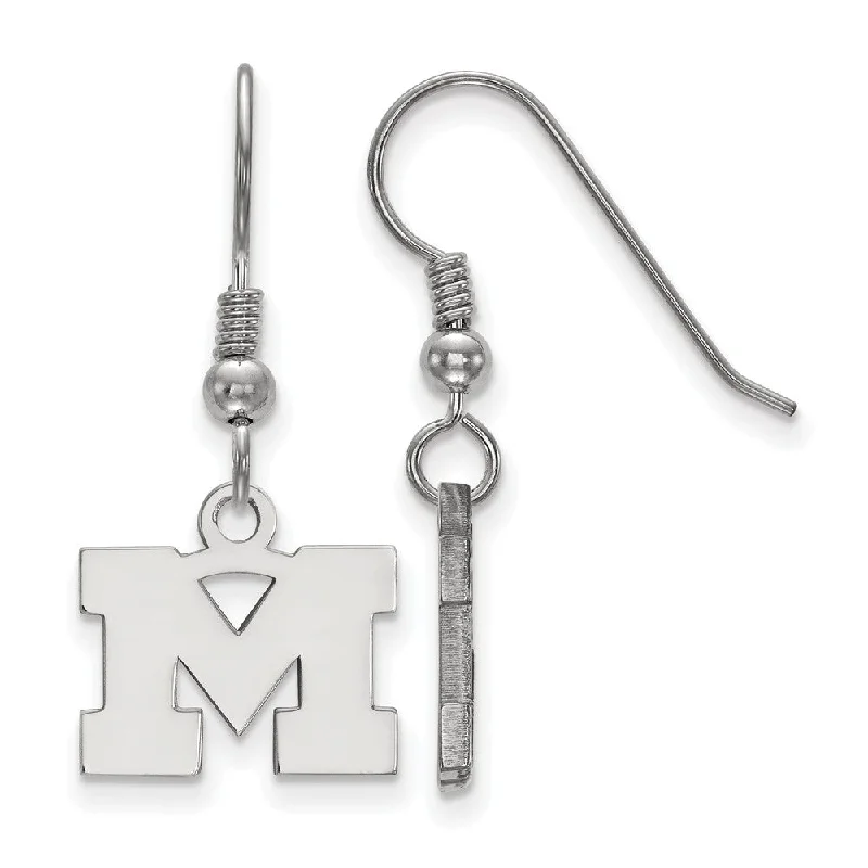 bold fashion earrings for women -Sterling Silver Michigan (Univ of) XS (Tiny) Dangle Earrings