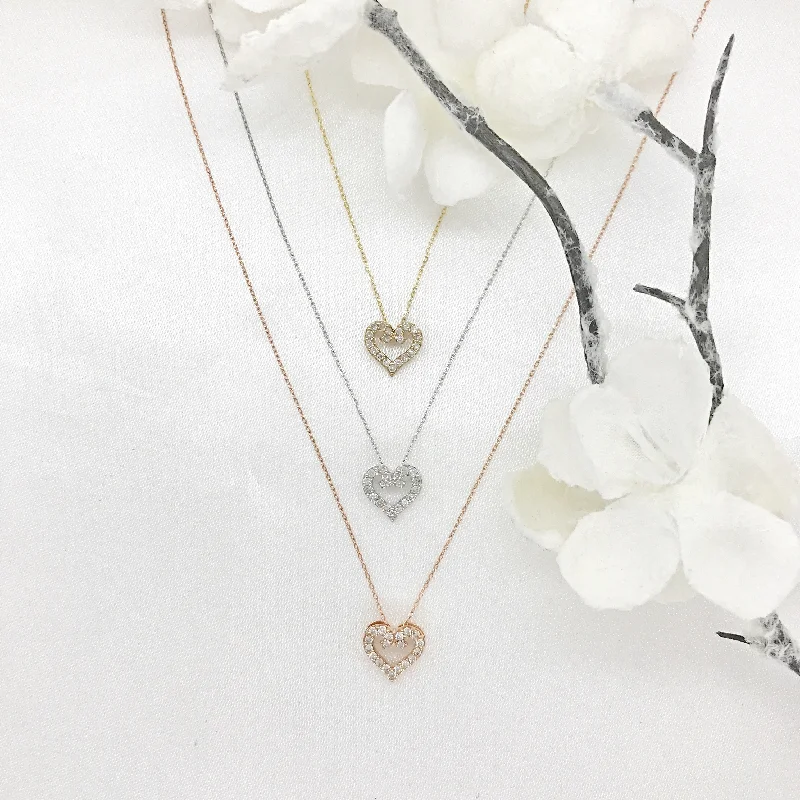 bar necklaces for women -Icicles 10k Gold Diamond Heart Necklace