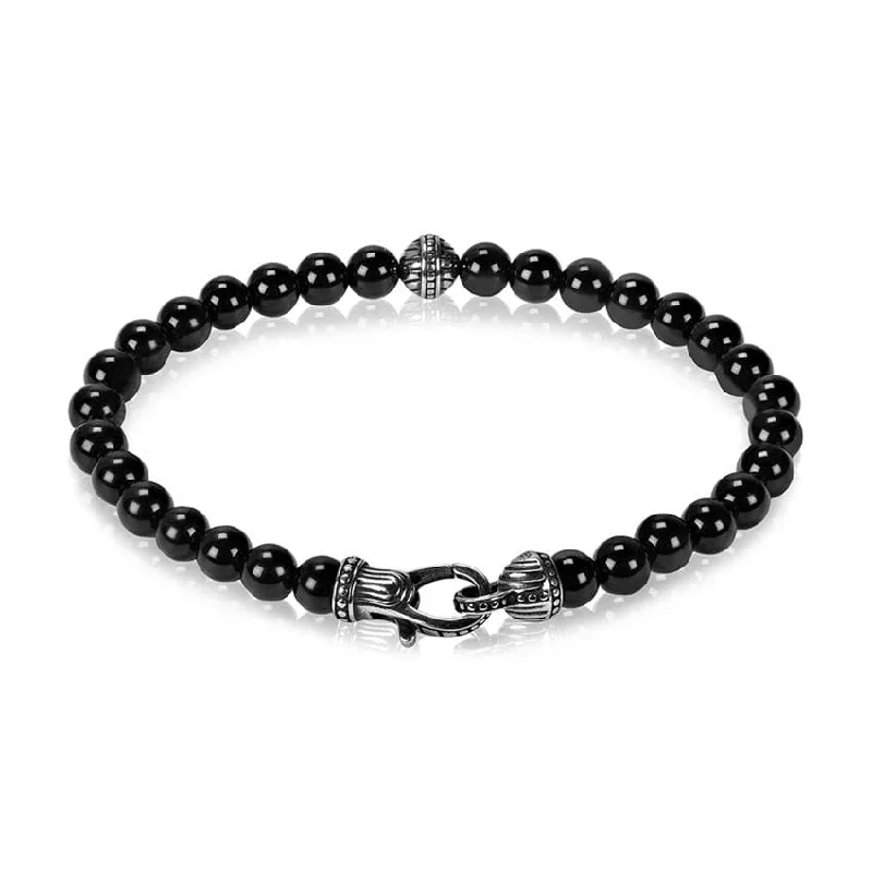 sapphire bracelets for women -A.R.Z Men's Black Onyx Bead Bracelet