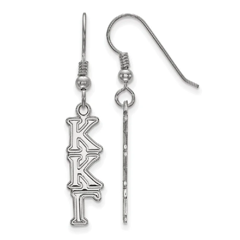 wedding earrings for women -Sterling Silver Kappa Kappa Gamma Dangle Small Earrings