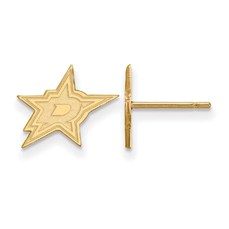 floral earrings for women -SS 14k Yellow Gold Plated NHL Dallas Stars XS Post Earrings