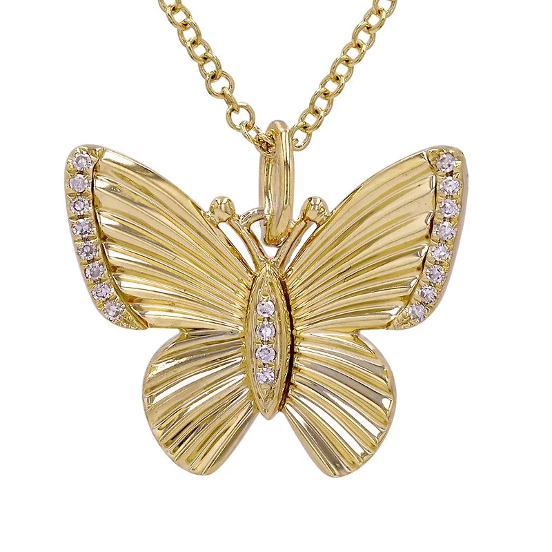 gold-plated necklaces for women -TAYLOR FLUTED BUTTERFLY NECKLACE