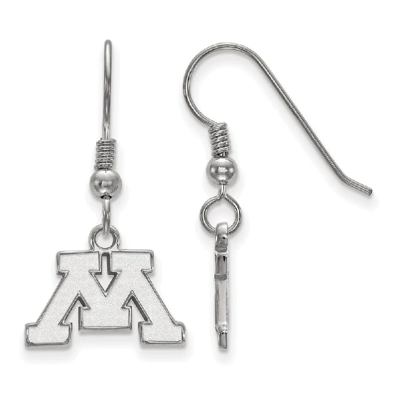 open heart earrings for women -Sterling Silver University of Minnesota XS (Tiny) Dangle Earrings