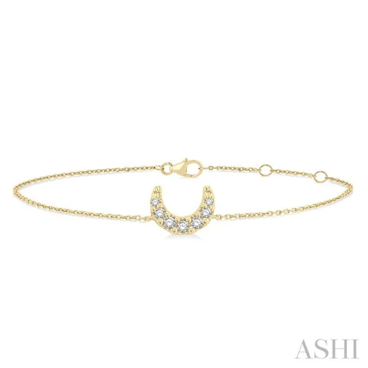 best delicate bracelets for women -1/20 ctw Petite Crescent Moon Round Cut Diamond Fashion Bracelet in 10K Yellow Gold