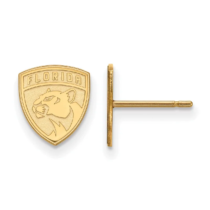 anniversary earrings for women -SS 14k Yellow Gold Plated NHL Florida Panthers XS Post Earrings