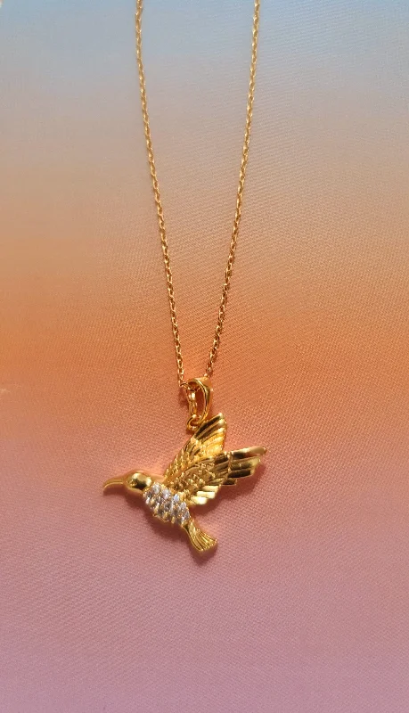 rose gold necklaces for women -Hummingbird Warrior of Love Necklace