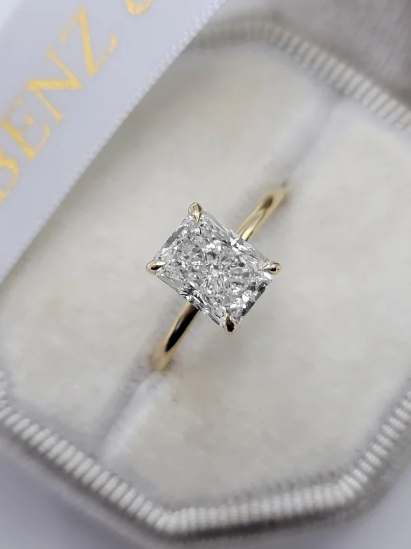 non-traditional engagement rings -2 Carat Lab Grown Solitaire Radiant Cut Diamond Engagement Ring