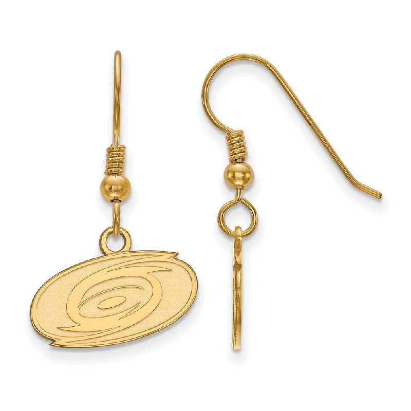 minimalist everyday earrings for women -SS 14k Yellow Gold Plated NHL Carolina Hurricanes XS Dangle Earrings