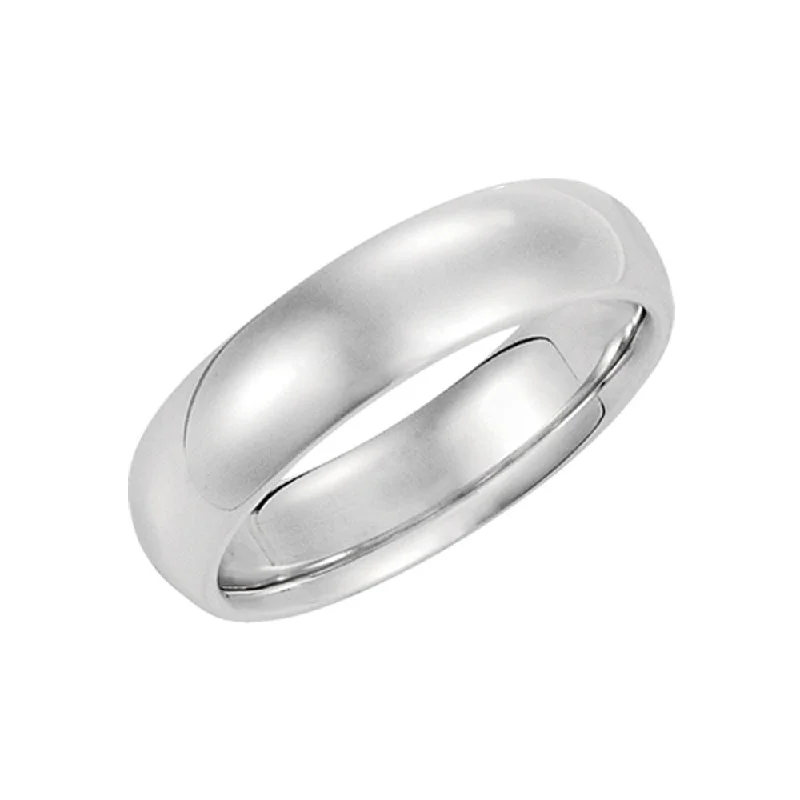 bar rings for women -6mm Domed Comfort Fit Wedding Band in 10k White Gold