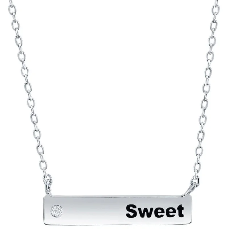 long chain necklaces for women -Classic Women's Necklace - Sterling Silver Bar and CZ Sweet | M-6787